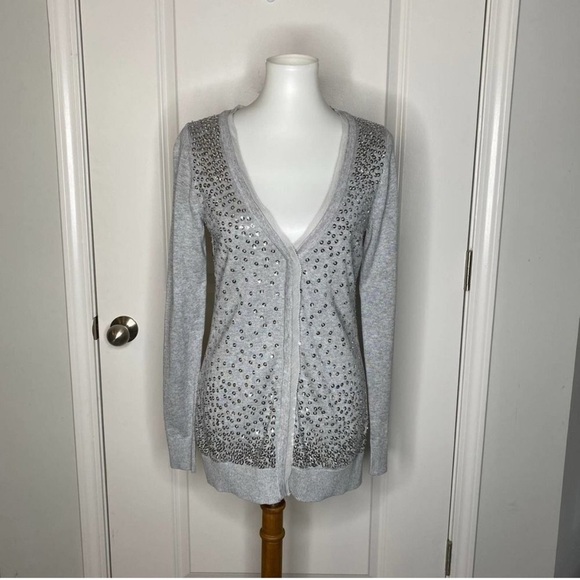 White House Black Market Silver Studded Cardigan - Picture 2 of 10